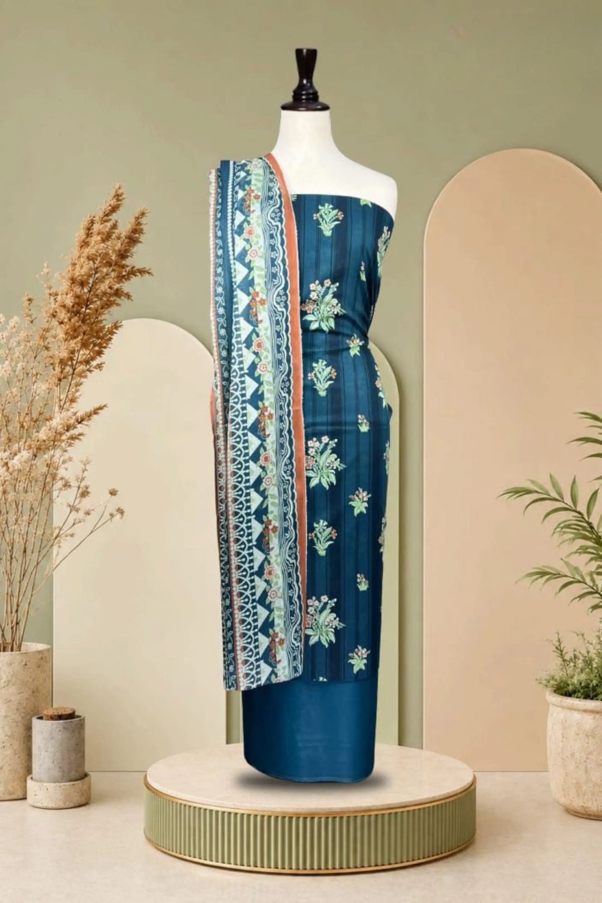 3 Pieces - Rijja By Murashe Unstitched Blue Ladies Lawn Suit
