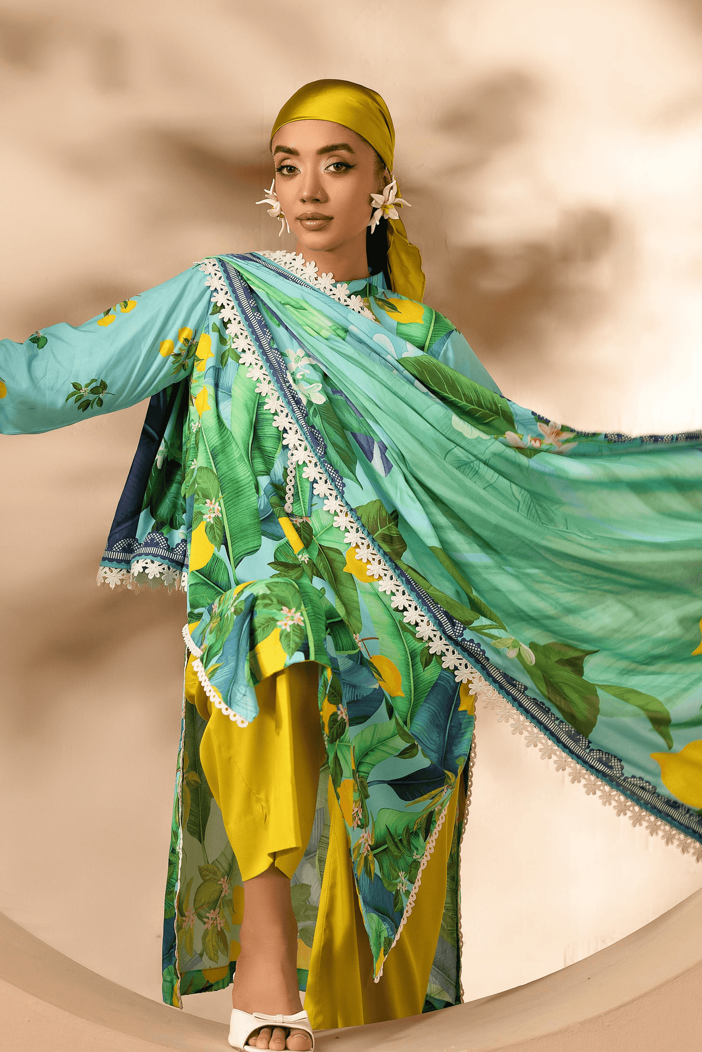 3 Pieces - Rangreza Unstitched Parrot Printed Linen Suit