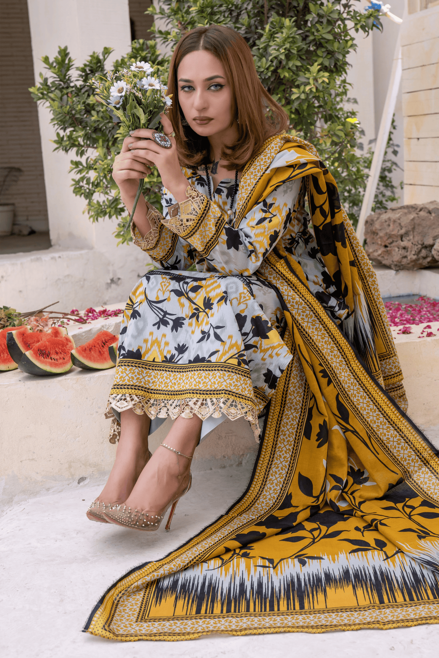 3 Pieces - Janan Unstitched Silver Printed Lawn Suit