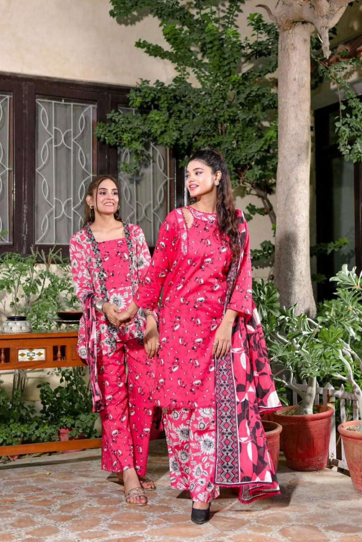 3 Pieces - Murashee Unstitched Redish Pink Printed Lawn Suit