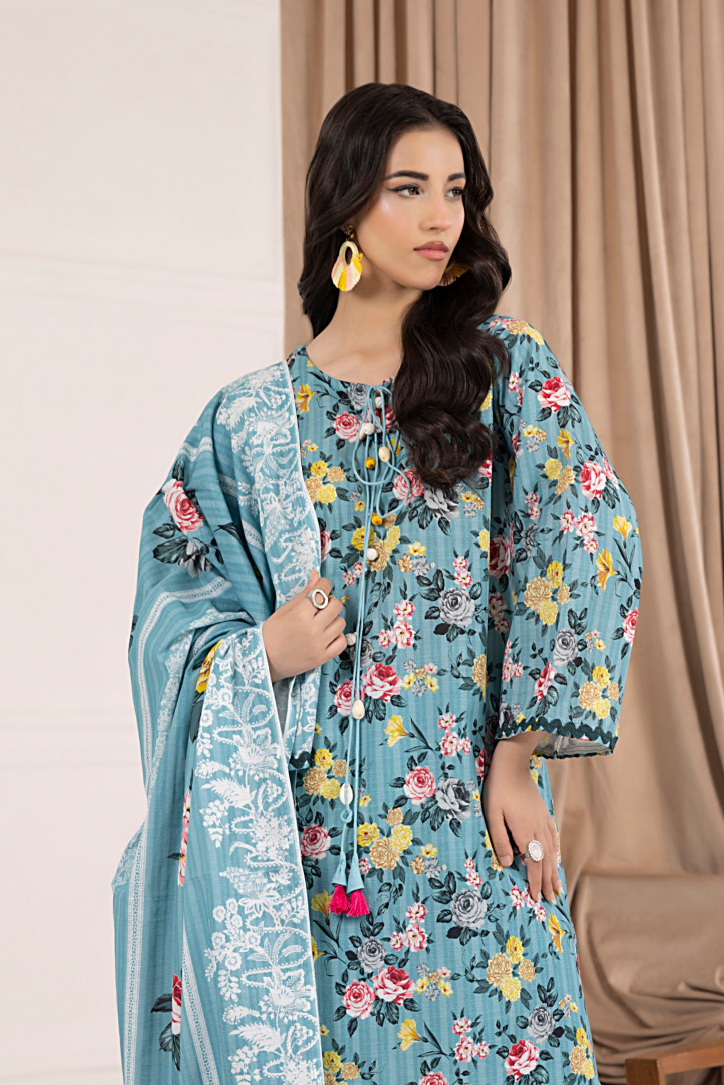 3 Pieces - Regalia Unstitched Ferozi Printed Khaddar Suit