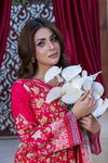 3 Pieces - Marooj Gold Unstitched Red Print Lawn Suit