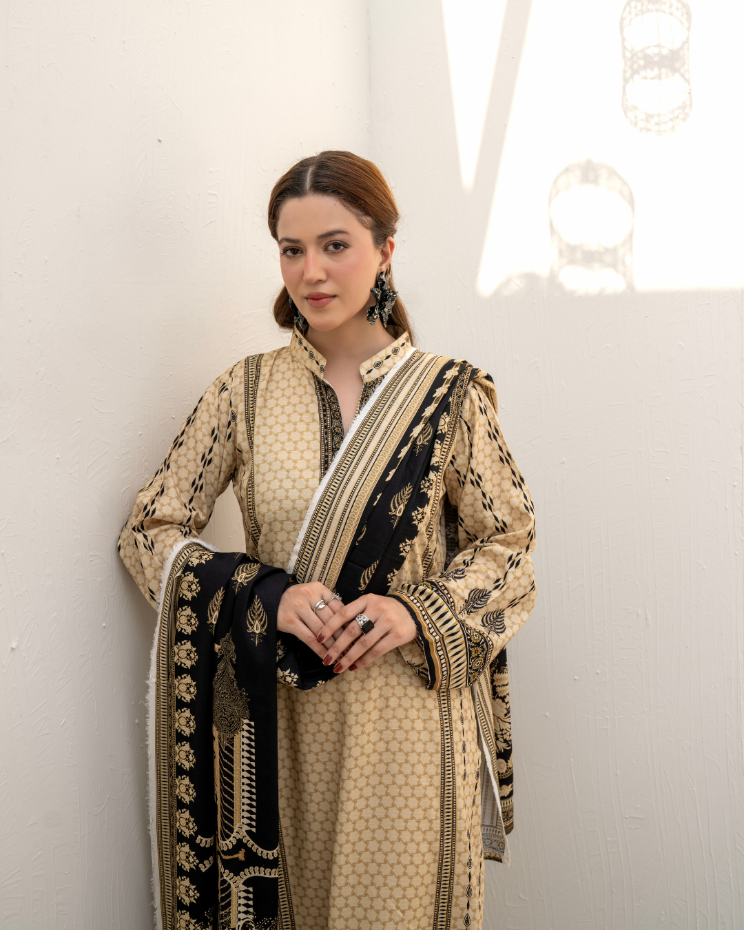 3 Pieces - Marooj Unstitched Cream BanaDora Linen Suit