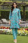 2 Piece: Regalia Unstitched Printed Ferozi Ladies Linen Suit