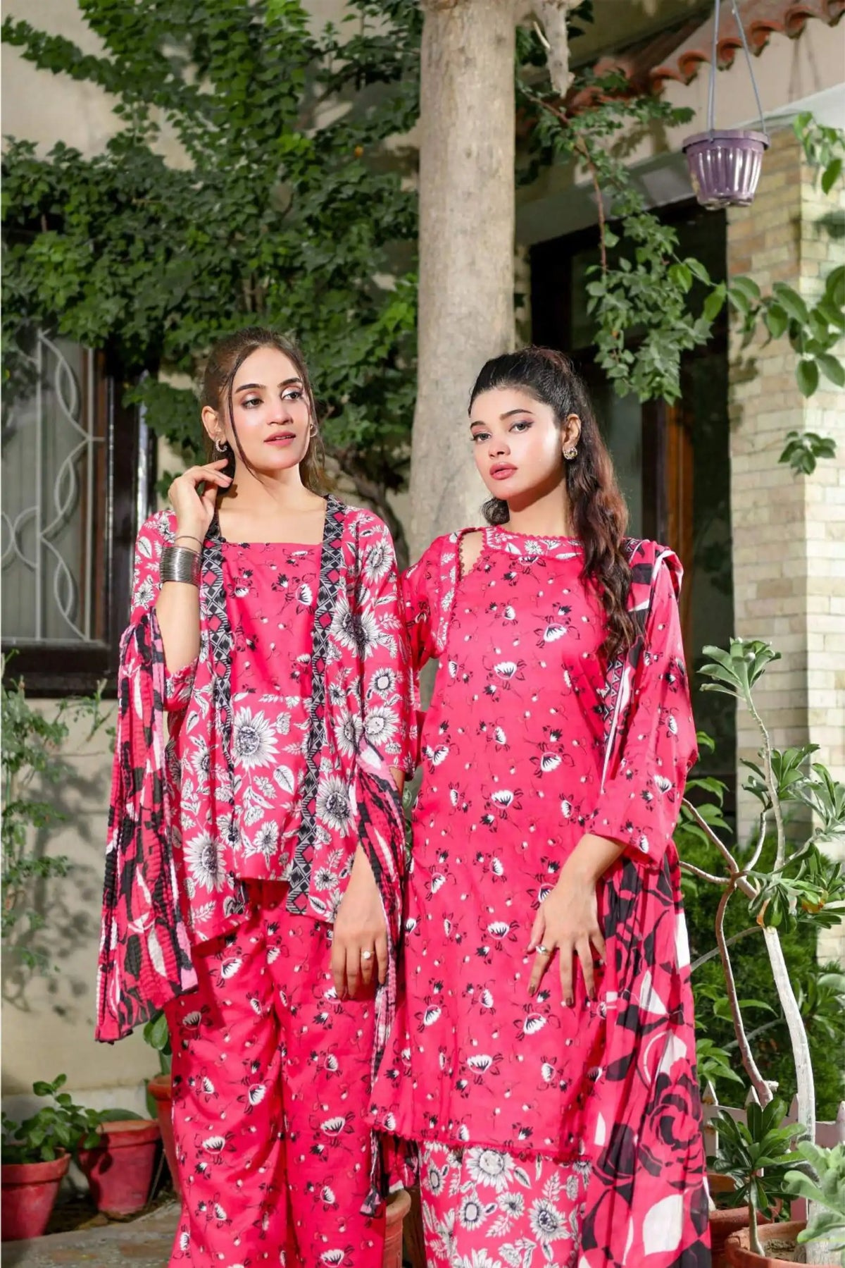3 Pieces - Murashee Unstitched Redish Pink Printed Lawn Suit