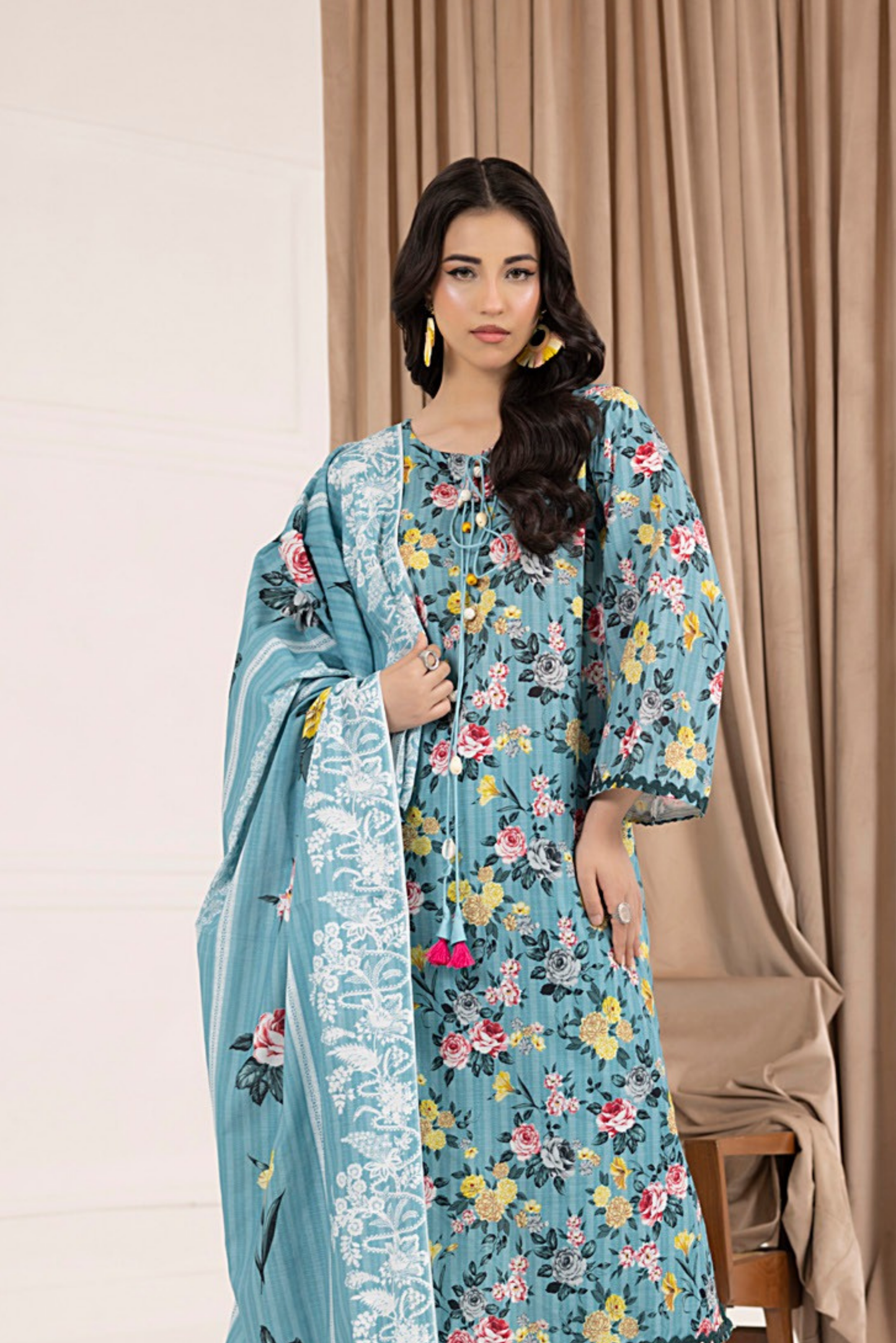 3 Pieces - Regalia Unstitched Ferozi Printed Khaddar Suit