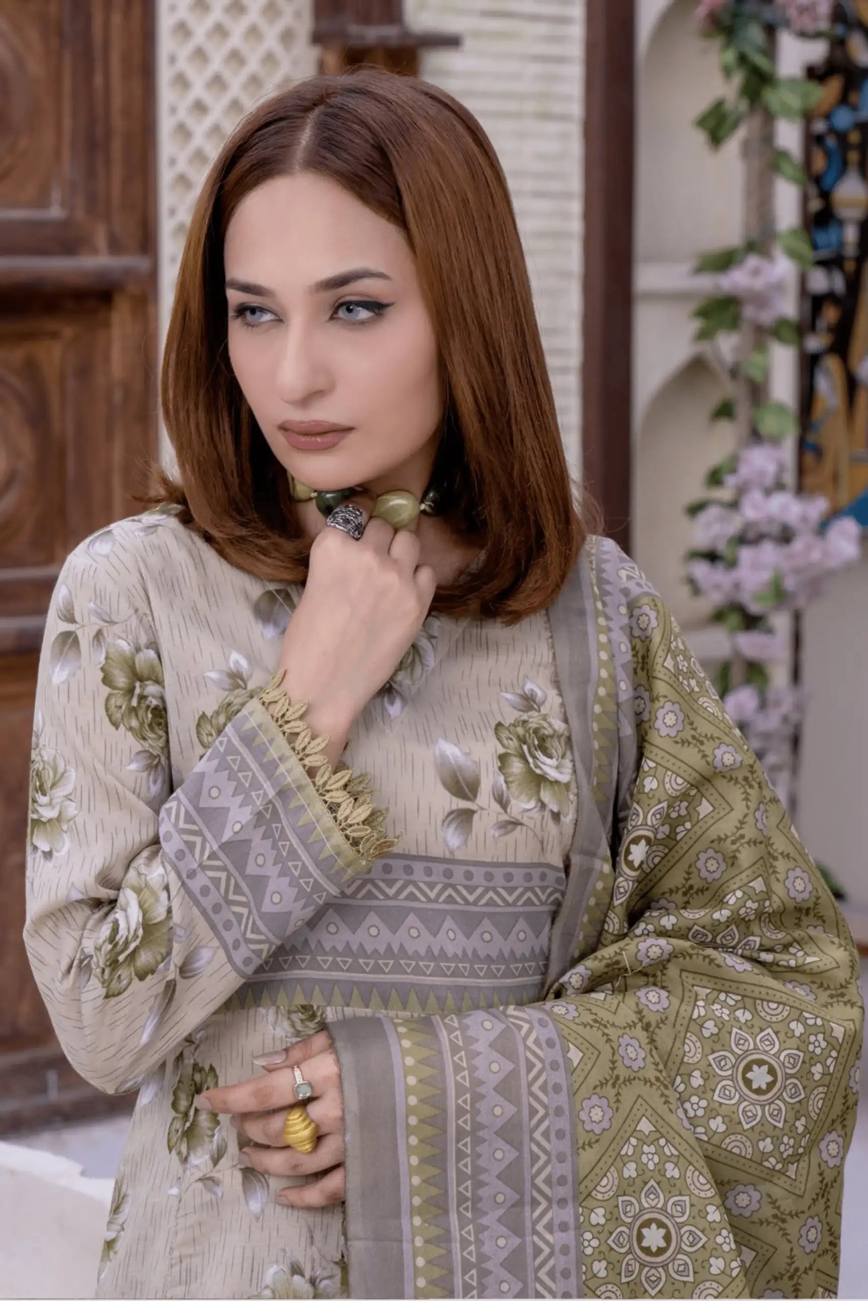 3 Pieces - Janan Unstitched Lavender Printed Lawn Suit
