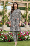 2 Piece: Regalia Unstitched Printed Black And White  Ladies Linen Suit