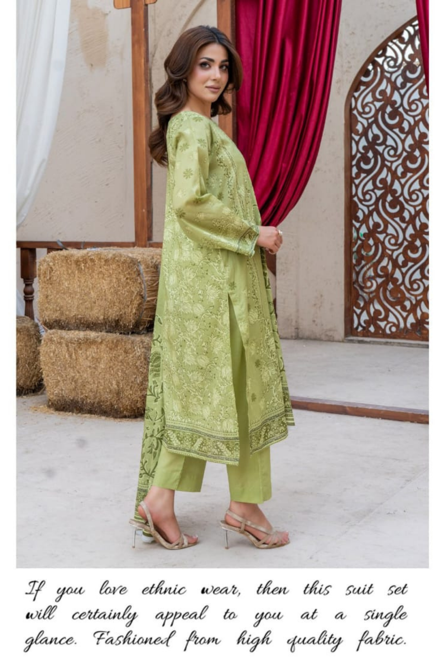 3 Pieces - Marooj Gold Unstitched Parrot Print Lawn Suit