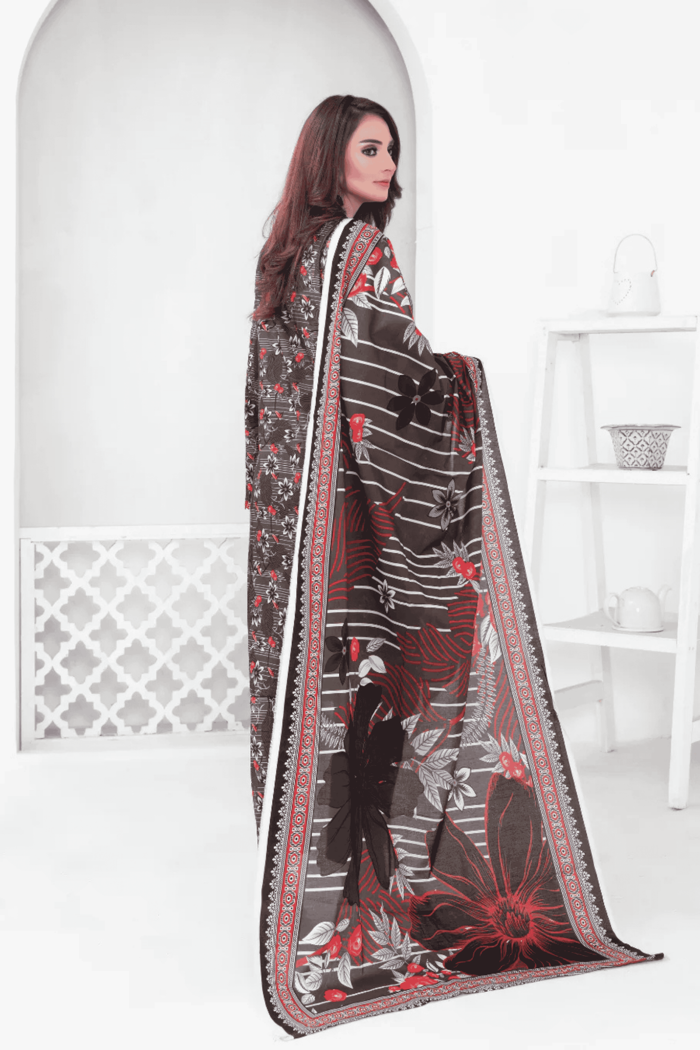 3 Piece - Mahi Unstitched Dark Purple Ladies Print Lawn Suit