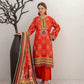 3 Pieces - Marooj Unstitched Graish Red BanaDora Linen Suit