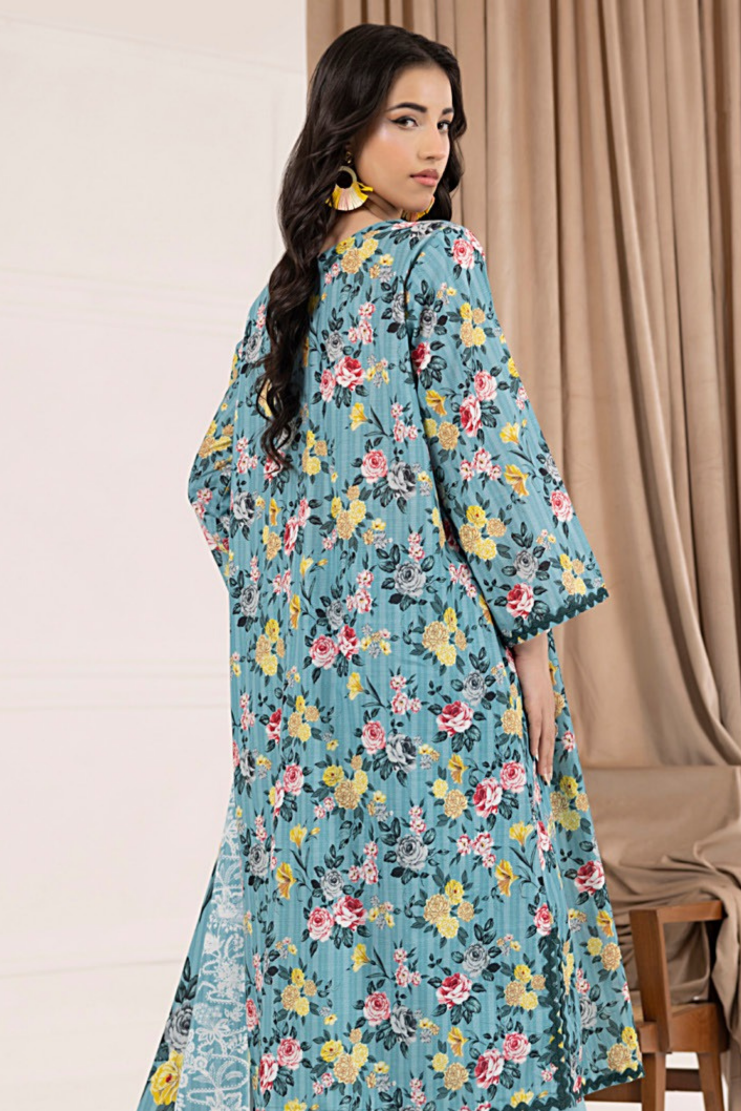 3 Pieces - Regalia Unstitched Ferozi Printed Khaddar Suit