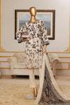 3 Pieces - Riwayat Unstitched Skin Embroided Lawn with Cutwork Chiffon Dupatta Suit