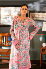 3 Pieces - Regalia Unstitched Light Pink Bana Dora Lawn Suit