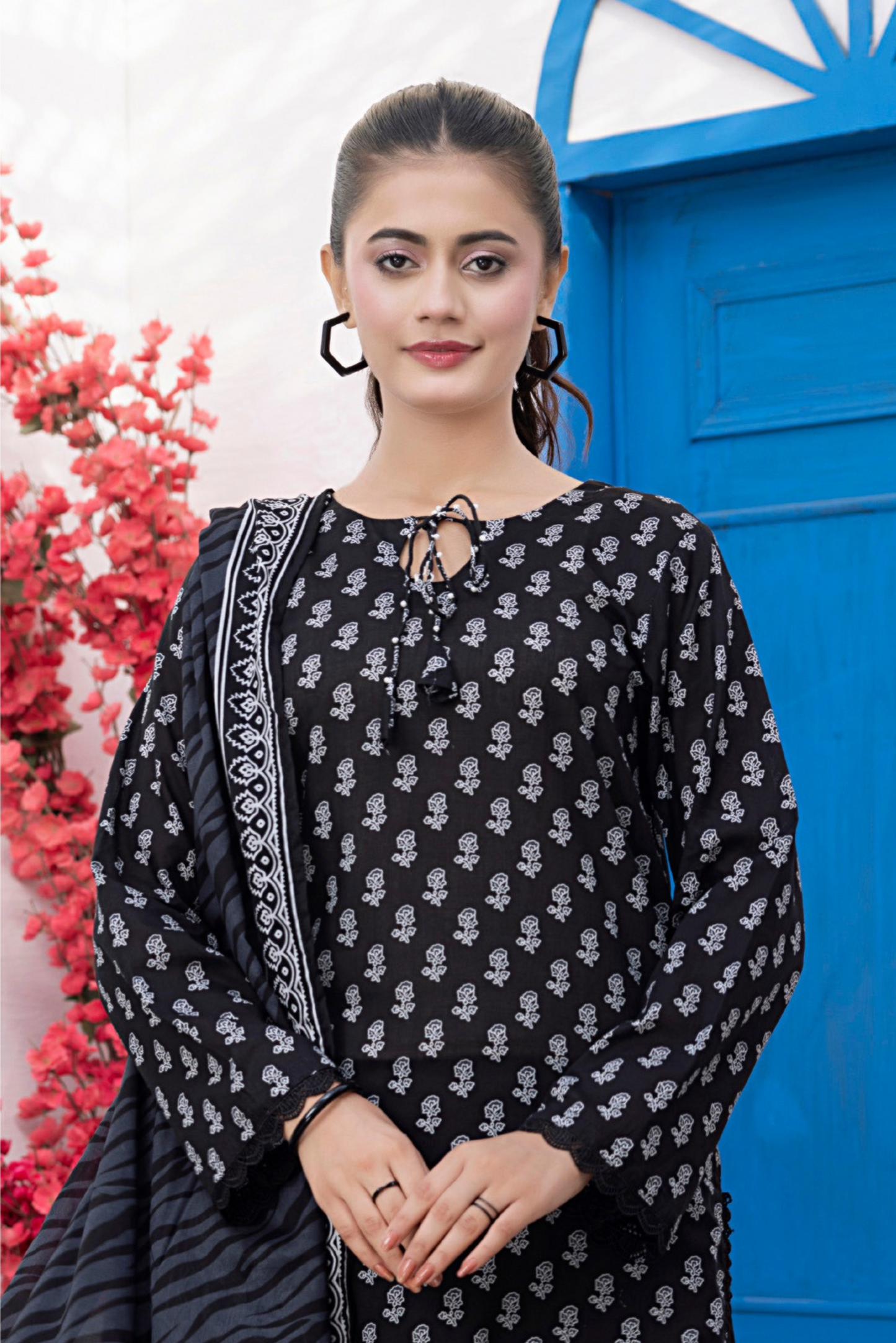 3 Pieces - Regalia Unstitched Black Print Lawn Suit
