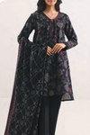3 Pieces - Saya Unstitched Black Printed Khaddar Suit
