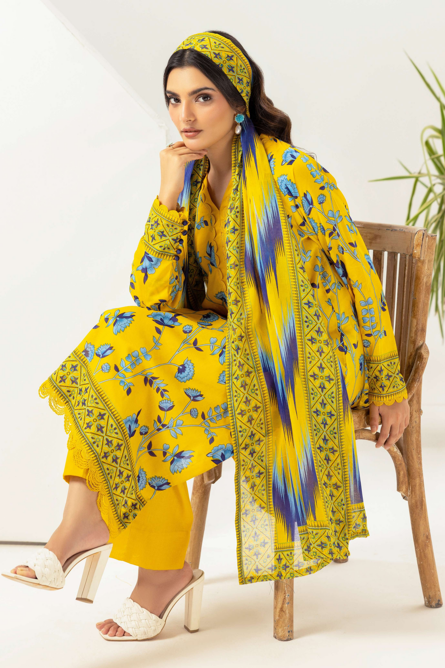 3 Pieces - Haya By Legends Unstitched Yellow Printed Lawn Suit