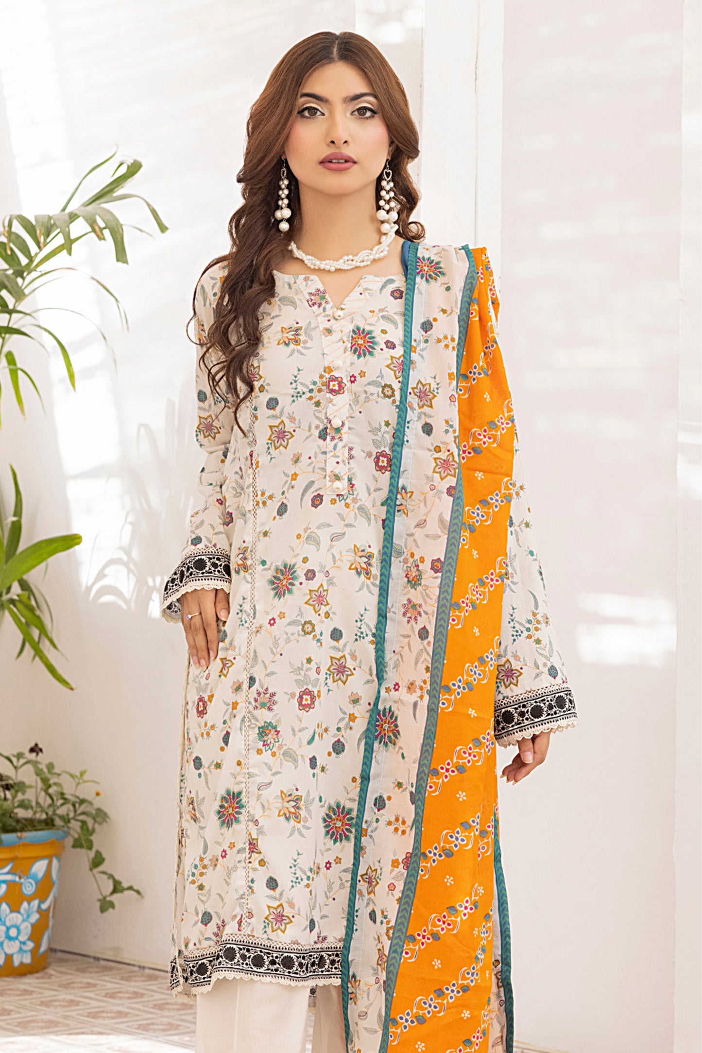 3 Pieces - Regalia Unstitched Off White Printed Lawn Suit
