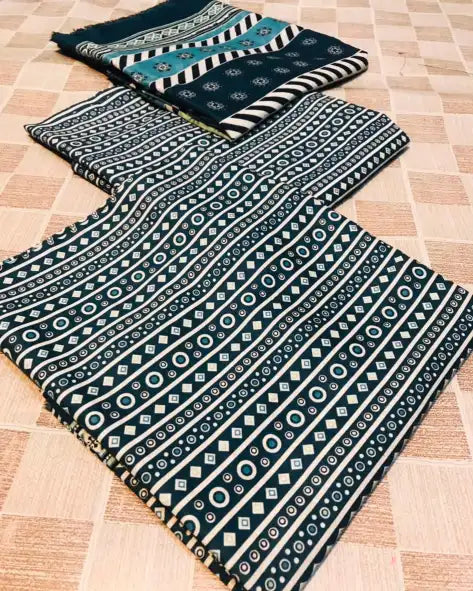 3 Pieces - Bin Saeed Unstitched Black Ladies Lawn Suit