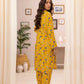 2 Piece: Regalia Unstitched Printed Yellow Ladies Linen Suit
