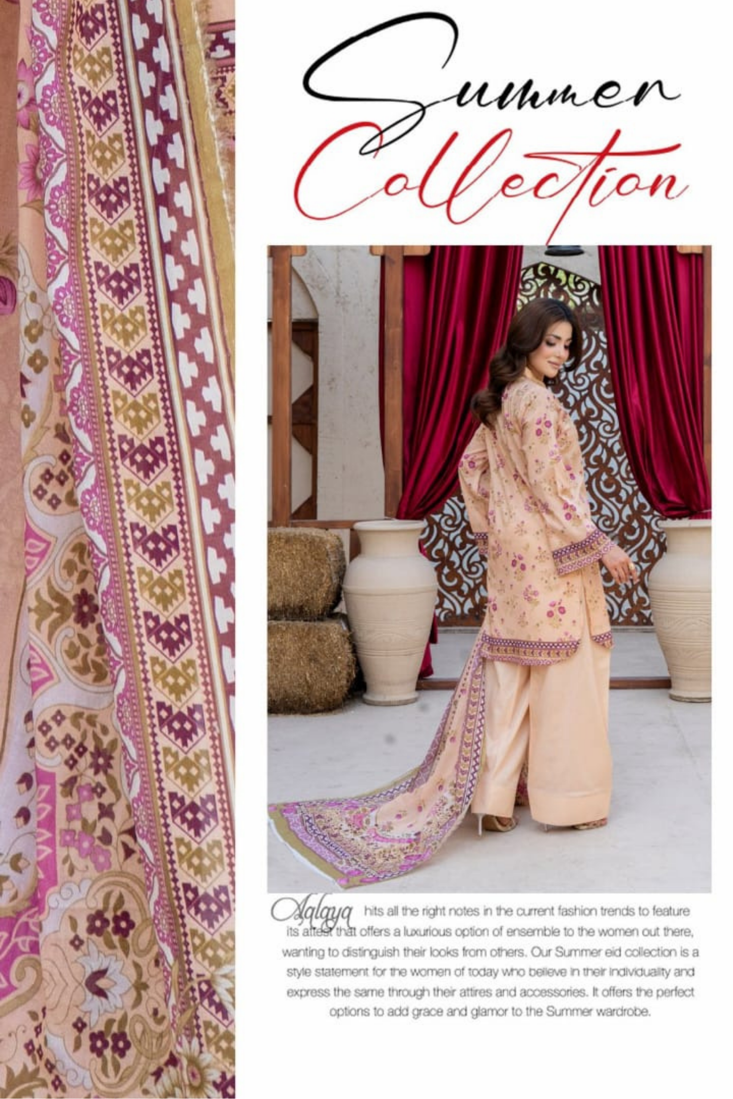 3 Pieces - Marooj Gold Unstitched Skin Print Lawn Suit