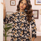 2 Piece: Regalia Unstitched Printed Black Ladies Linen Suit