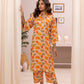 2 Piece: Regalia Unstitched Printed Peach Ladies Linen Suit