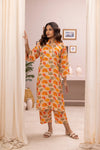 2 Piece: Regalia Unstitched Printed Peach Ladies Linen Suit