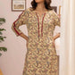 2 Piece: Regalia Unstitched Printed Cream Ladies Linen Suit