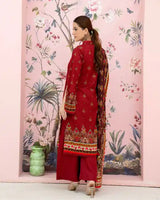 3 Pieces - Marooj Unstitched Maroon BanaDora Linen Suit