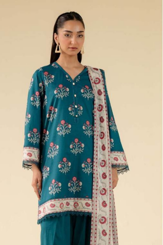 3 Pieces - Beyond East Unstitched Zinc Printed Lawn Suit