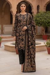 3 Pieces - Marooj Unstitched Black BanaDora Linen Suit