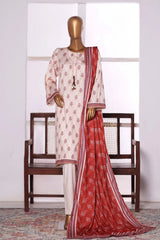 3 Pieces - Riwayat Unstitched Off White Dobby Viscose Suit