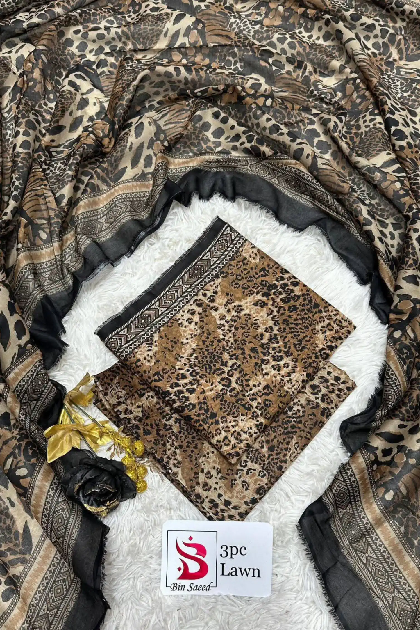 3 Pieces - Bin Saeed Unstitched Cheeta Ladies Lawn Suit