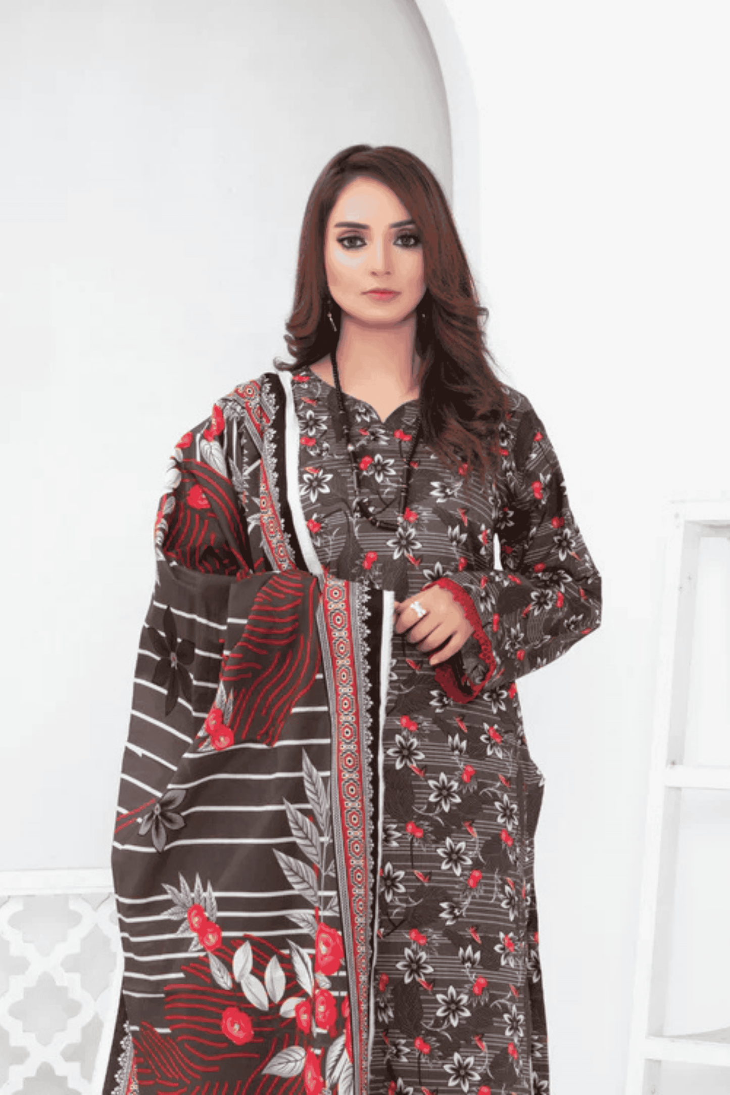 3 Piece - Mahi Unstitched Dark Purple Ladies Print Lawn Suit