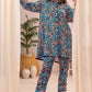 2 Piece: Regalia Unstitched Printed Tale Blue Ladies Linen Suit