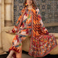 3 Pieces - Regalia Unstitched Orange Printed Linen Ladies Suit