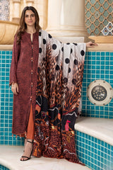 3 Pieces - Regalia Unstitched Brown Printed Linen Ladies Suit