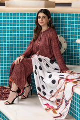 3 Pieces - Regalia Unstitched Brown Printed Linen Ladies Suit