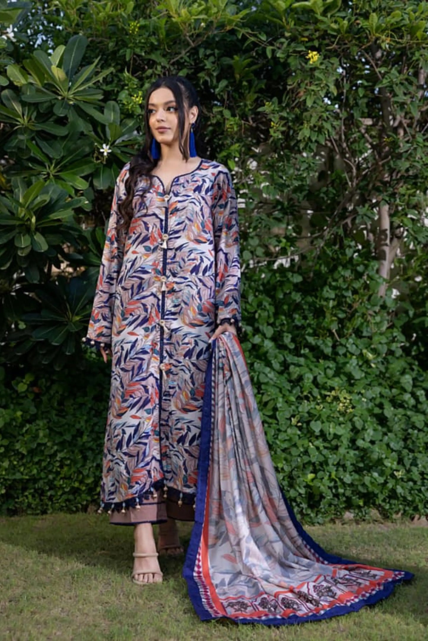 3 Pieces - Regalia Unstitched Black Printed Linen Ladies Suit
