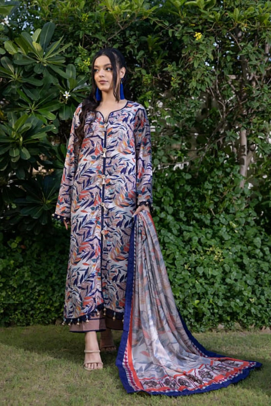 3 Pieces - Regalia Unstitched Black Printed Linen Ladies Suit