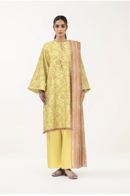 3 Pieces - Sapphire Unstitched Lemon Lawn Suit