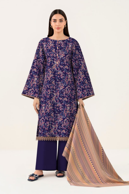 3 Pieces - Sapphire Unstitched Purple  Lawn Suit