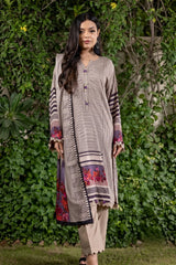 3 Pieces - Regalia Unstitched Grey Printed Linen Ladies Suit
