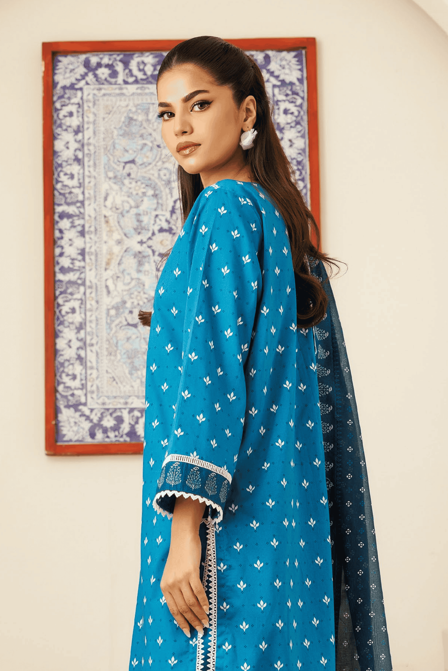 3 Pieces - Orient Unstitched Blue Printed Lawn Suit