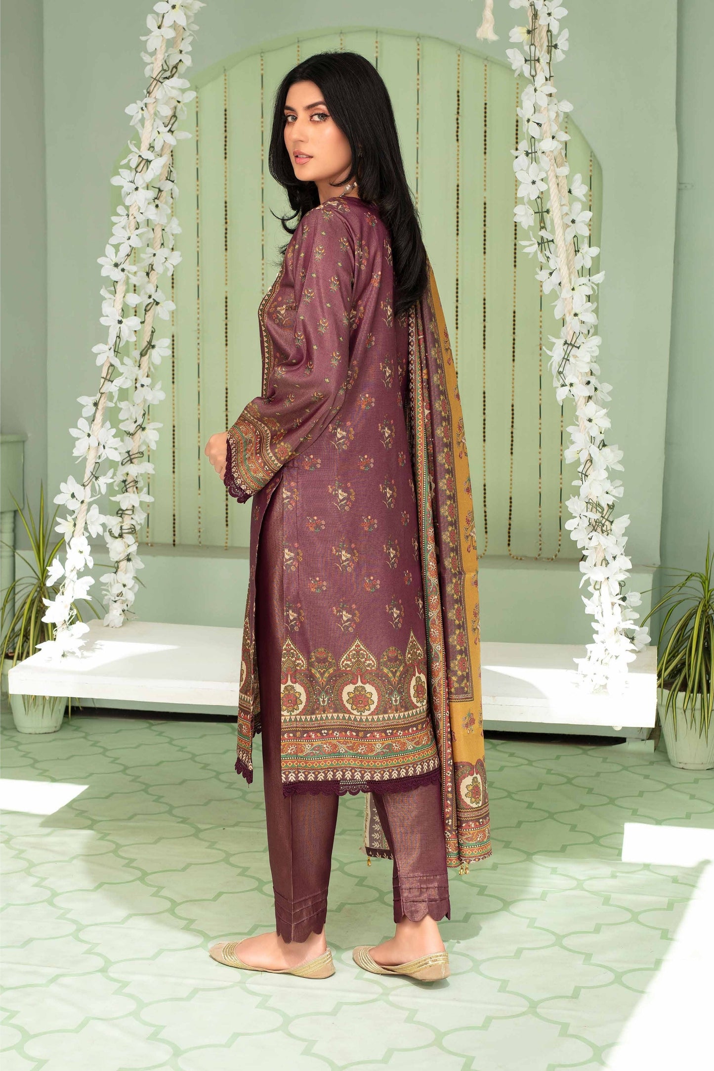 3 Pieces - Aizal Unstitched Falsa Printed Shamray Linen Suit