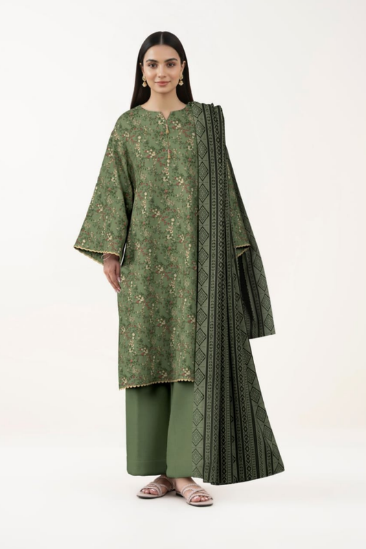 3 Pieces - Sapphire Unstitched Green Lawn Suit