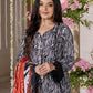 3 Pieces - Regalia Unstitched Black Printed Linen Ladies Suit