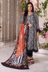 3 Pieces - Regalia Unstitched Black Printed Linen Ladies Suit