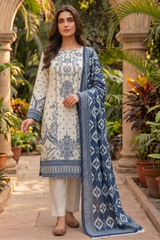 3 Pieces - Sohni Dharti Unstitched Off-White Colour Premium Print Lawn Suit